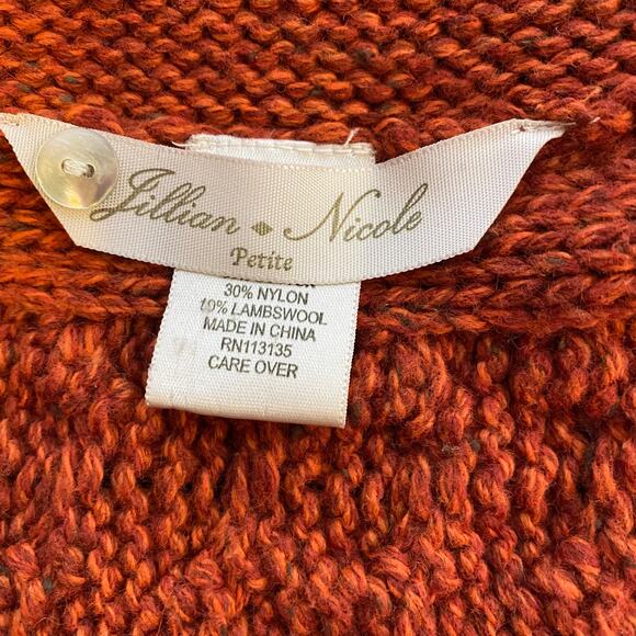 Jillian and Nicole Lambswool Sweater Pumpkin Orange Short Sleeve Petite Medium - Picture 7 of 9
